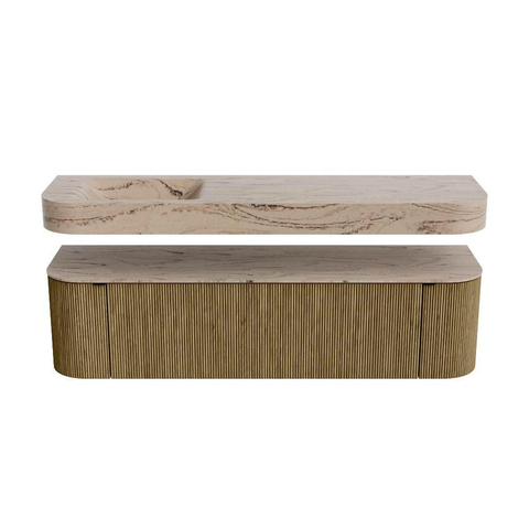 MONDIAZ THOR-DLUX 170cm meuble de salle de bains arrondi gauche + droite couleur Dusk avec 1 tiroir et 2 portes. Vasque suspendue CLOUD Gauche 1 trou de robinet couleur Arena. SW1465813