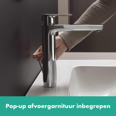 Hansgrohe Vernis Blend wastafelkraan - 169 highriser - met waste - hoogglans chroom SW651357