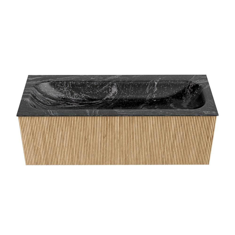 MONDIAZ KURVE-DLUX Meuble de salle de bains 120cm couleur Chêne avec 1 tiroir. Lavabo BIG LARGE central 1 trou de robinet couleur Lave. SW1137186