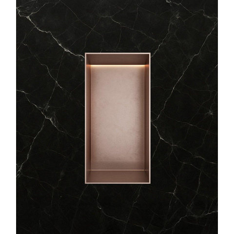 Hotbath &MORE Inbouwbox of inbouwnis - 30x15x10 - frameless + LED - PVD - geborsteld koper SW1246541