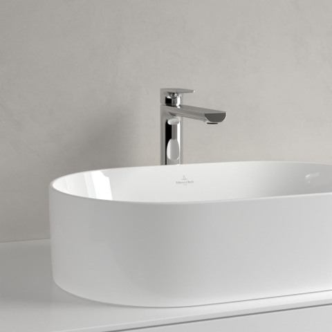 Villeroy & Boch Collaro opzetwastafel ovaal - 56x36cm - zonder overloop - zonder kraangat CeramicPlus - White Alpine (glans wit) SW358399