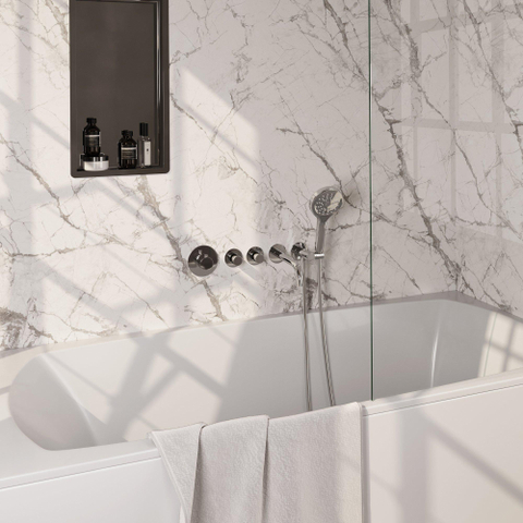 Brauer Chrome Edition Mitigeur bain sur gorge avec 2 robinets d'arrêt, bec déverseur et douchette 3 jets Chrome SW398014