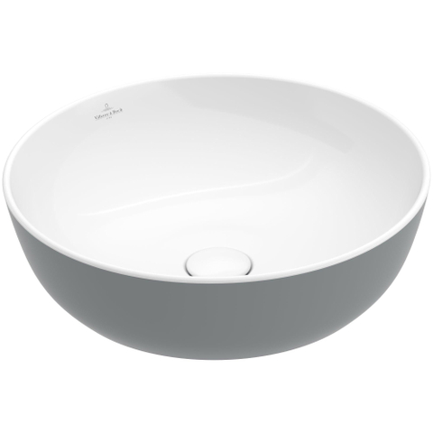 Villeroy & Boch Artis opzetwastafel - 43x43cm - zonder kraangat - zonder overloop CeramicPlus - French Linen (glans grijs) SW68816