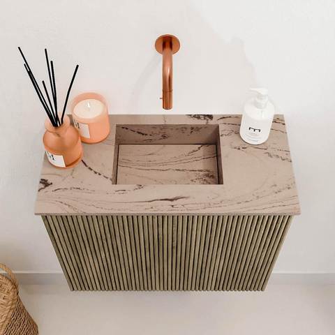 Mondiaz JOYA-DLUX 50cm toiletmeubel - kleur Dusk - Wastafel FAYE positie Midden Zonder kraangat kleur Arena. SW1425730