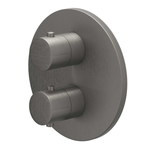 IVY Bond Afbouwdeel - voor Inbouwthermostaat - 1 losse stopkraan - rond rozet - Geborsteld metal black PVD OUTLETSTORE STORE39777