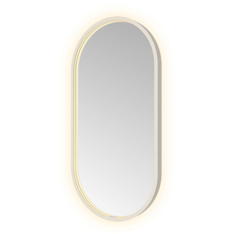 Hotbath &MORE Spiegel Oval - 40x80cm - direct en indirect LED - spiegelverwarming - dimbaar - met afstandsbediening - geborsteld RVS 316 SW1245607