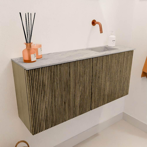 Mondiaz JOYA-DLUX 90cm meuble de salle de bains - couleur Dusk - Vasque FAYE position Droite Sans trou de robinet couleur Glace SW1423146