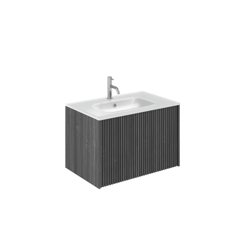 Crosswater Limit Badkamermeubelset - 70x45x45cm - 1 lade - glazen wastafel - steelwood/anthracite (hout) SW1126151