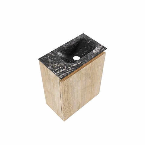 MONDIAZ TURE-DLUX Meuble de toilettes 40 cm Washed Oak. Lavabo EDEN Lava position à droite. Sans trou de robinet. SW1104077