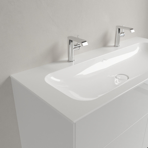 Villeroy & Boch finion meubelwastafel - met 2 kraangaten - 120x50cm CeramicPlus - zonder overloop - White Alpine (glans wit) SW106532