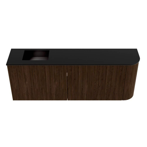 Mondiaz JOYA 111.6cm toiletmeubel - ronding rechts kleur Walnut - Wastafel FAYE positie Links Zonder kraangat kleur Urban. SW1421369