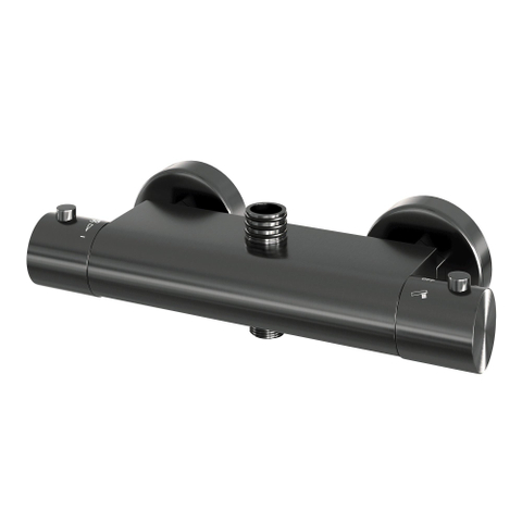 Brauer Gunmetal Edition Ensemble de douche pluie à poser - douche principale 20 cm - glissière - douchette ronde 3 positions - boutons lisses - PVD - gunmetal brossé SW1164694