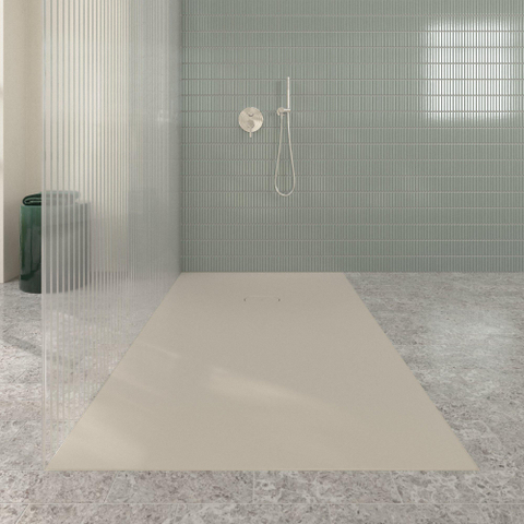Villeroy & Boch Ecora douchebak - 180x100x4.5cm - afvoer korte zijde - almond (beige) SW1558928