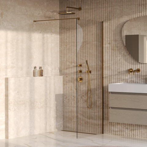 BRAUER Oblivion Douche à l'italienne - 70x200cm - revêtement verre - verre clair - PVD or brossé SW1417892
