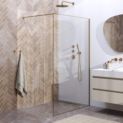 Brauer Season Douche à l'italienne - 120x200cm - verre clair avec cadre - Doré SW1039041