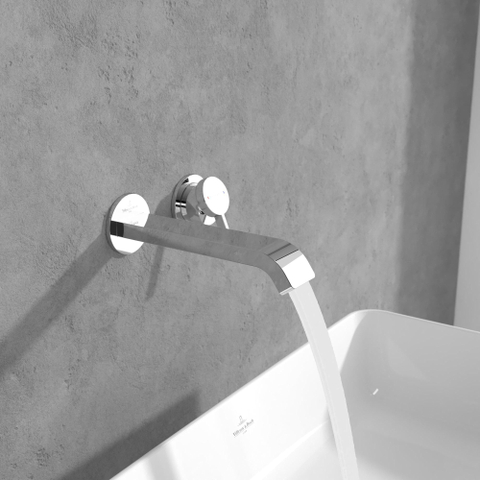 Villeroy & Boch Dawn wastafeluitloop set - zonder pop up afvoergarnituur - wandmontage afbouwdeel - hoogglans chroom SW974321