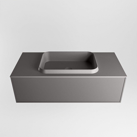 ENSEMBLE DE MEUBLE MONDIAZ ERIN - 100cm - Gris foncé - 1 tiroir - lavabo centré - 0 trous de robinet - Gris foncé SW697940