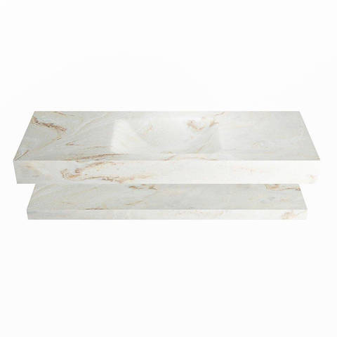 Mondiaz ALAN-DLUX Ensemble de meuble - 130cm - meuble Frappe mat - 0 tiroirs - Lavabo Cloud Frappe suspendu - vasque Centre - 1 trou de robinet SW809236