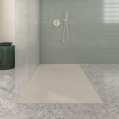 Villeroy & Boch Ecora douchebak - 150x90x3.5cm - afvoer korte zijde - almond (beige) SW1558932