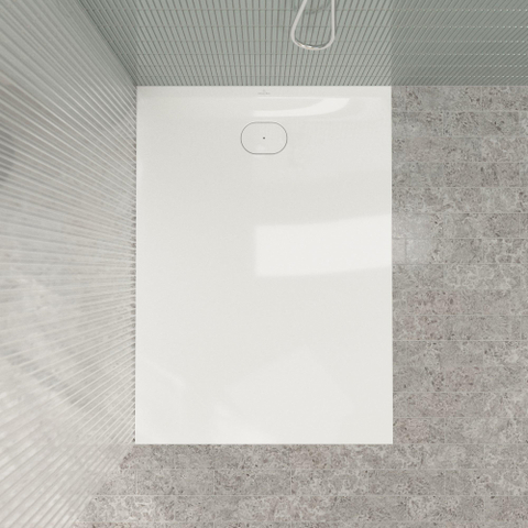 Villeroy & Boch Ecora douchebak - 140x100x3.5cm - afvoer korte zijde - white alpine (wit) SW1559017
