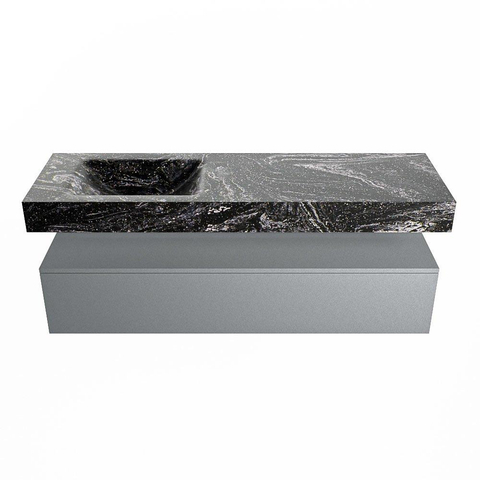 Mondiaz ALAN-DLUX Ensemble de meuble - 150cm - meuble Plata mat - 1 tiroir - Lavabo Cloud Lava suspendu - vasque Gauche - 1 trou de robinet SW808547