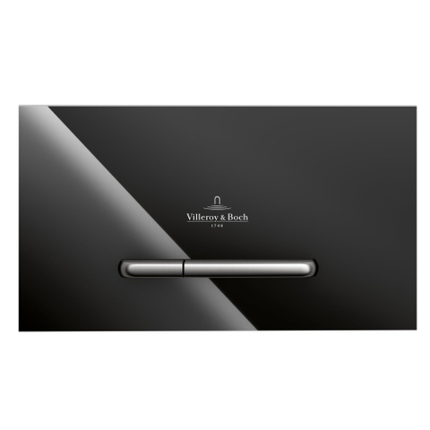 Villeroy & Boch Viconnect bedieningsplaat dualflush frontbediend - 25.3x14.5cm - glas zwart/RVS - Glass Black (glans zwart) SW106651
