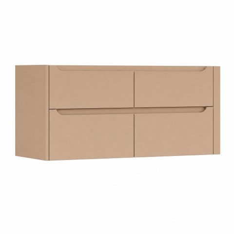 H&R Badmeubelen Juice Wastafelonderkast - 120x45x50cm - rechterhoek afgerond - 4 lades - geïntegreerde greep - Peach SW1490052