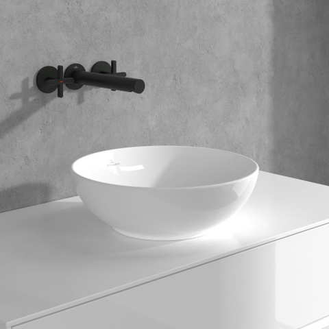Villeroy & Boch Loop & Friends wastafeluitloop set - met kruisgreep - wandmontage - mat zwart SW974343