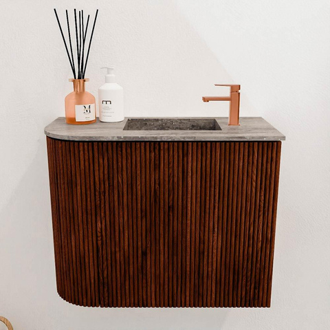 Mondiaz JOYA-DLUX 51.6cm toiletmeubel - ronding links kleur Ruby - Wastafel FAYE positie Rechts 1 kraangat kleur Oza. SW1425526