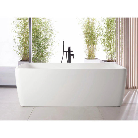 Duravit Qatego Rechthoekig - vrijstaand bad - 180x80cm - inclusief af- en overloopgarnituur - mat wit SW999966
