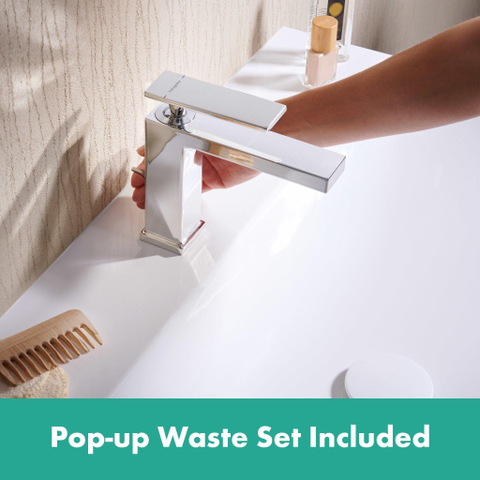 Hansgrohe Tecturis E Eengreeps wastafelkraan - 110 met PopUp - trekwaste - hoogglans chroom SW918496