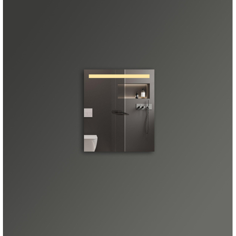 Adema Squared 2.0 miroir – 60 x 70 cm – LED directe en haut – Argent mat SW647631
