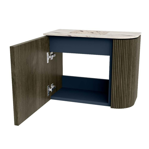Mondiaz JOYA-DLUX 51.6cm toiletmeubel - ronding rechts kleur Shadow - Wastafel FAYE positie Links Zonder kraangat kleur Nata. SW1424975