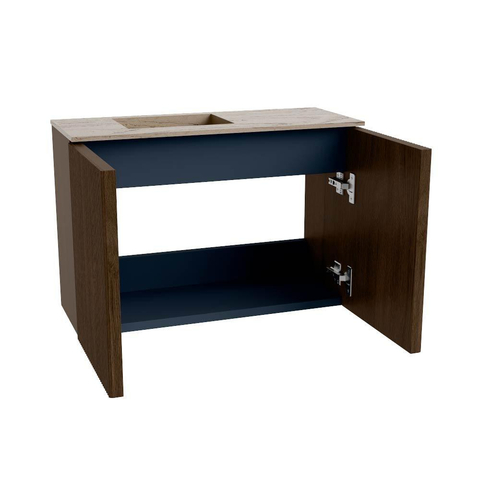 Mondiaz JOYA-DLUX 60cm toiletmeubel - kleur Walnut - Wastafel FAYE positie Links Zonder kraangat kleur Arena. SW1424329