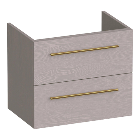 BRAUER Trust meuble de salle de bains sous‑lavabo peu profond 60 sans poignées rapportées 2 tiroirs à fermeture en douceur et 1 découpe pour siphon - Timber Greige SW1204088