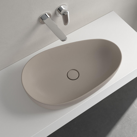 Villeroy & Boch Antao Opzetwastafel - 65x40x14.6cm CeramicPlus - zonder overloop - mat almond (beige) SW917988