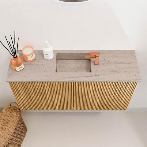 Mondiaz JOYA-DLUX 80cm toiletmeubel - kleur Oak - Wastafel FAYE positie Midden 1 kraangat kleur Saba. SW1424177