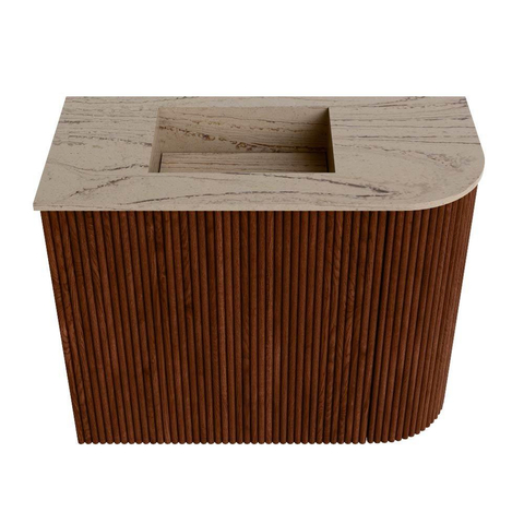 Mondiaz JOYA-DLUX Meuble de salle de bains - 51,6cm - arrondi droit couleur Ruby - Vasque FAYE position Gauche Sans trou de robinet couleur Arena SW1425301