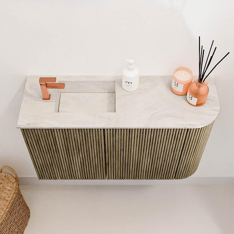 Mondiaz JOYA-DLUX 71.6cm toiletmeubel - ronding rechts kleur Dusk - Wastafel FAYE positie Links 1 kraangat kleur Ostra. SW1423422