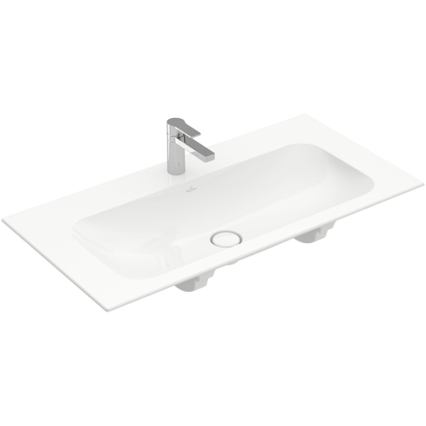 Villeroy & Boch finion meubelwastafel - 1 kraangat - 100x50cm CeramicPlus - met verdekte overloop - White Alpine (glans wit) SW106530