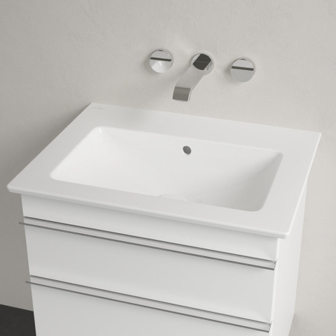 Villeroy & Boch venticello wastafel - zonder kraangat - 65x50cm - met overloop CeramicPlus - White Alpine (glans wit) 1025149