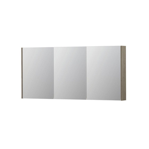 INK SPK2 spiegelkast – 160x74x14 cm – 3 deuren, dubbelzijdige spiegeldeuren – Greige eiken SW439891