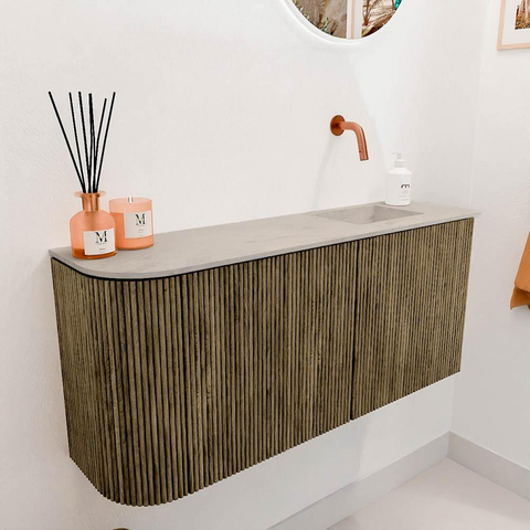 Mondiaz JOYA-DLUX 91.6cm toiletmeubel - ronding links kleur Dusk - Wastafel FAYE positie Rechts Zonder kraangat kleur Opalo. SW1423360