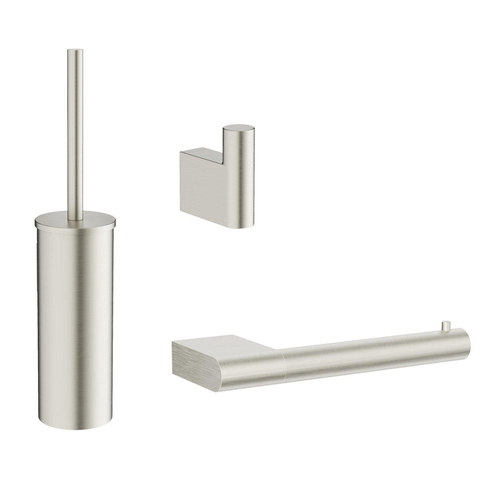 Crosswater MPRO ensemble WC - porte-balai de WC - patère - porte-rouleau de WC - acier inoxydable brossé SW975315