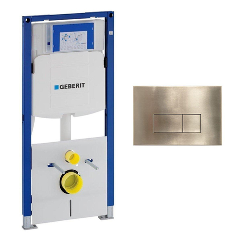 Geberit Duofix Element - UP320 - QeramiQ metal bedieningsplaat - wand - 112cm - rechthoekige knoppen - metaal - geborsteld messing goud SW976092