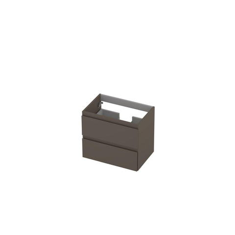 INK Wastafelonderkast - 60x40x52cm - 2 lades - greeploos - MDF lak - Mat taupe SW21269