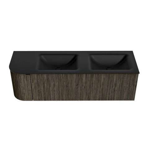 Mondiaz KURVE Badkamermeubelset - 145x46x40cm - 1 lade - 1 deur - wastafel solid surface - dubbel / rechts - zonder kraangat - Shadow SW1414284