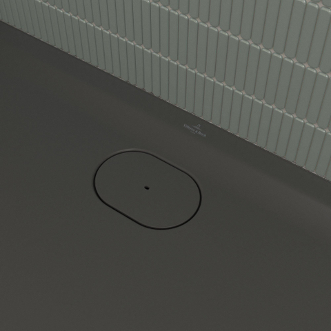 Villeroy & Boch Ecora douchebak - 120x80x3.5cm - afvoer lange zijde - anthracite (antraciet) SW1558972
