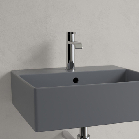Villeroy & Boch memento 2.0 opzetwastafel - 50x42cm - 1 kraangat - met overloop CeramicPlus - Graphite (mat grijs) SW479728