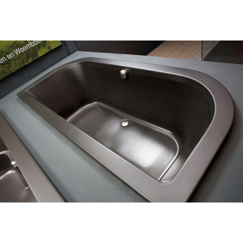 Xenz Principe Basic ligbad - 180x80cm - met overloop - zonder afvoer - Acryl Ebony mat SW103154